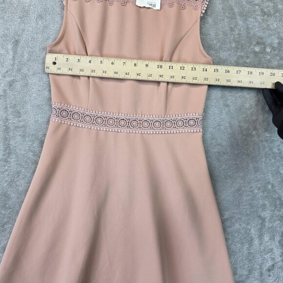 Zara Dress Womens Small Pink Sleeveless Lace Detail Fit And Flare Party NWT - Picture 5 of 10